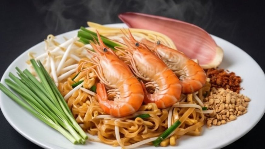 ผัดไทยกุ้งสด เส้นจันท์ผัดไฟแรง หอมกระทะทุกจาน 🔥